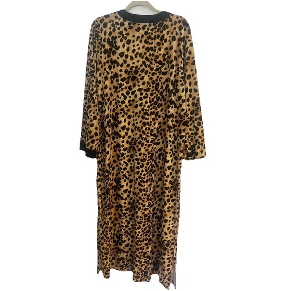 Charter Club Intimates Full Length Robe Leopard Print Plush Velour Half Zip XL - Picture 4 of 8